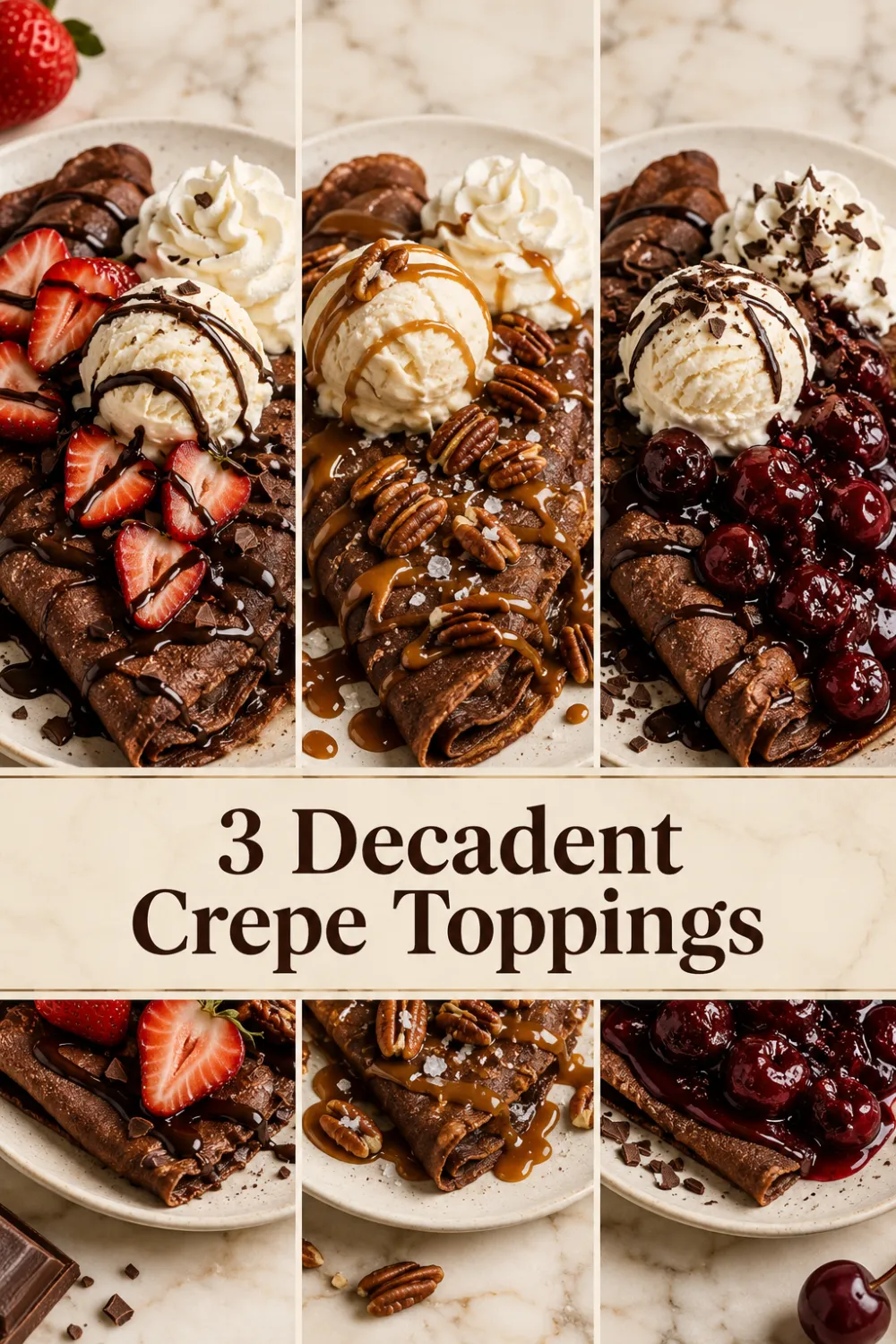 7 Irresistible Secrets for the Best Chocolate Crepe Dessert with Ice Cream and Whipped Cream 5 Ingredients
For the Chocolate Crepes1 cup or 125 grams all-purpose flour¼ cup or 25 grams unsweetened cocoa powder2 tablespoons granulated sugar¼ teaspoon salt2 large eggs, at room temperature1¼ cups or 300 millilitres whole milk½ cup or 120 millilitres water2 tablespoons unsalted butter, melted and slightly cooled1 teaspoon vanilla extractAdditional butter or neutral oil for the panFor Serving6 generous scoops vanilla, chocolate or strawberry ice cream1 cup lightly sweetened whipped cream⅓ cup warm chocolate sauce or chocolate ganacheFresh strawberries, raspberries or sliced bananas, optionalChocolate shavings, toasted hazelnuts or crushed cookies, optional