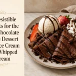 Chocolate Crepe Dessert with Ice Cream and Whipped Cream