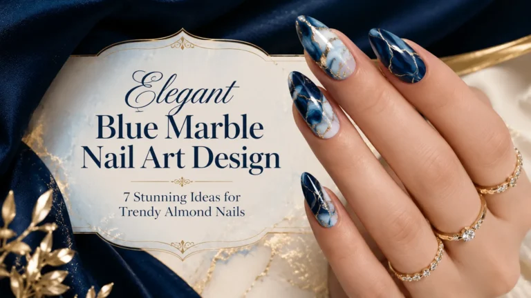 Elegant Blue Marble Nail Art Design: 7 Stunning Ideas for Trendy Almond Nails 74 Blue Marble Nail Art Design