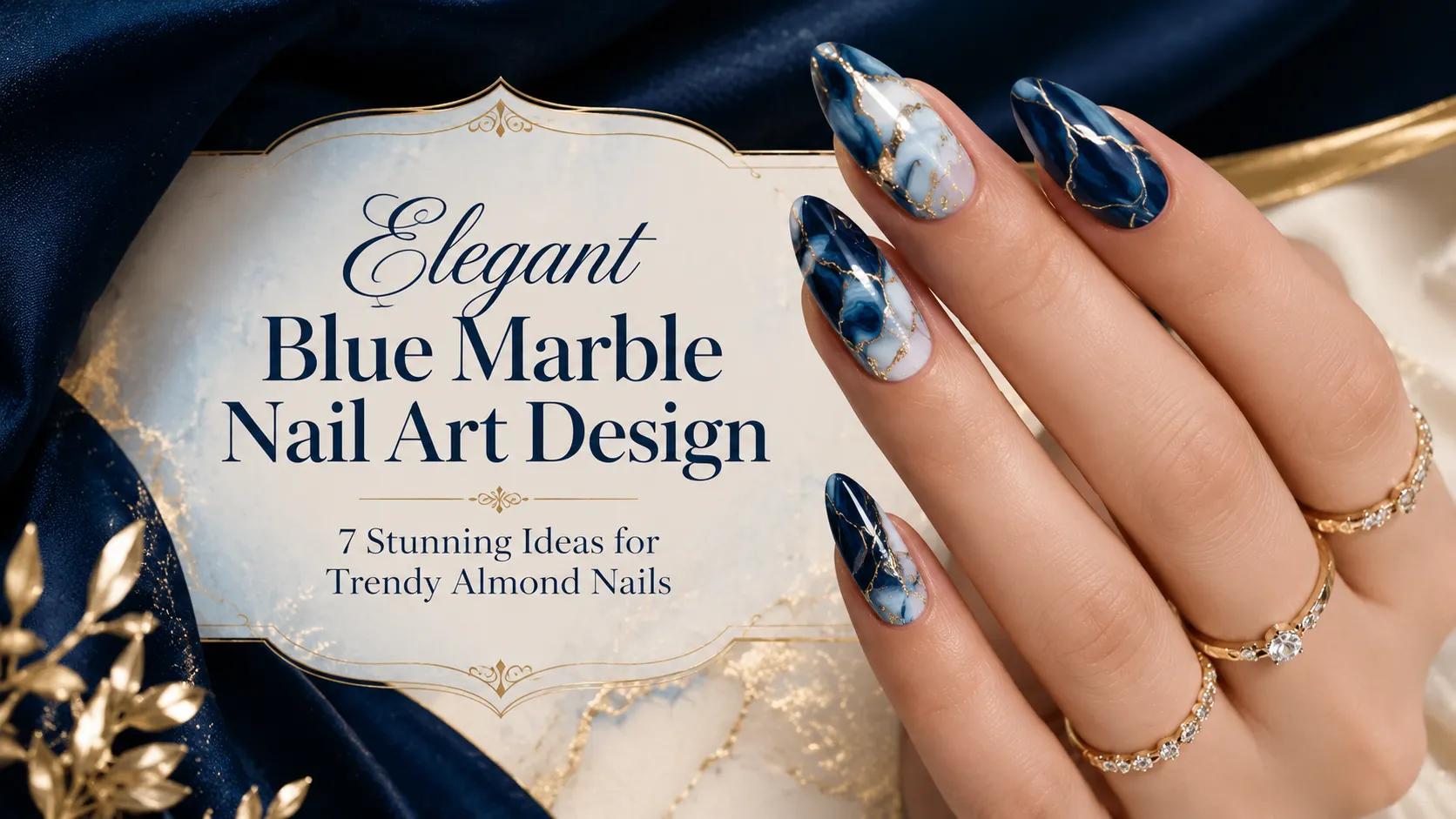 Blue Marble Nail Art Design