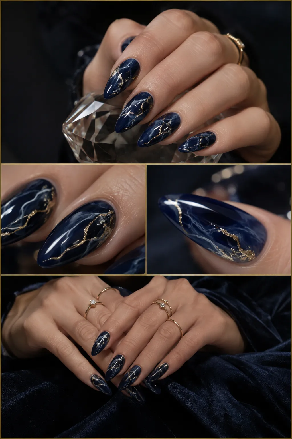 Elegant Blue Marble Nail Art Design: 7 Stunning Ideas for Trendy Almond Nails 3 Blue Marble Nail Art Design