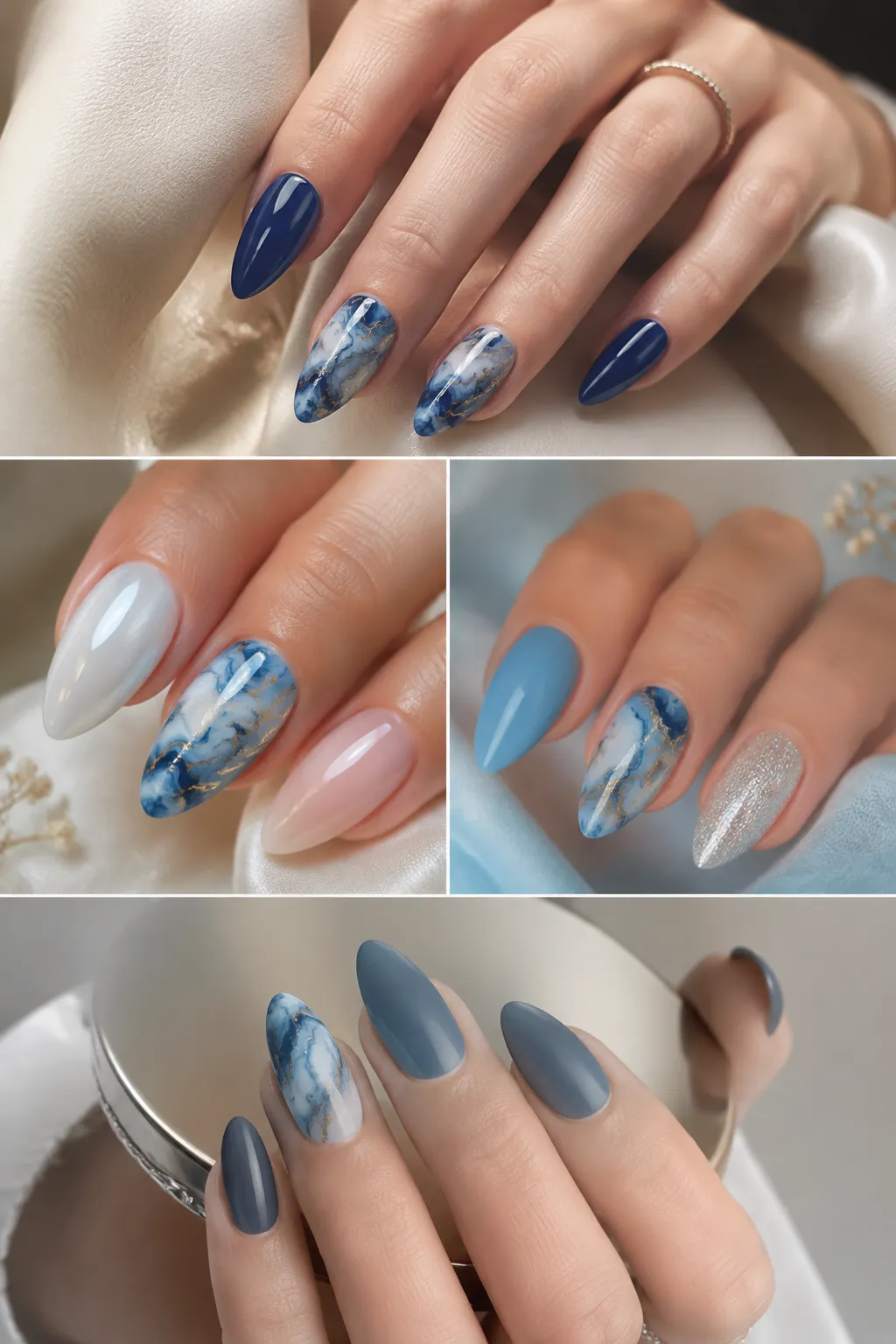 Elegant Blue Marble Nail Art Design: 7 Stunning Ideas for Trendy Almond Nails 6 5. Blue Marble Accent Nails