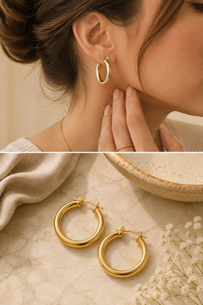 lila 18k gold hoop earrings