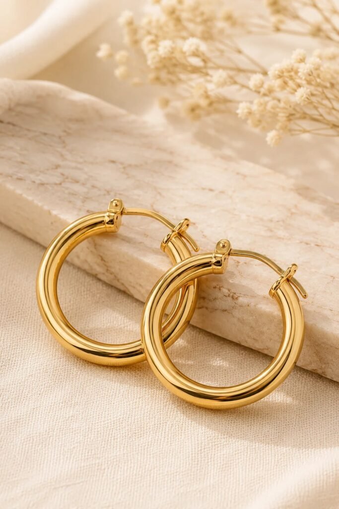 lila 18k gold hoop earrings
