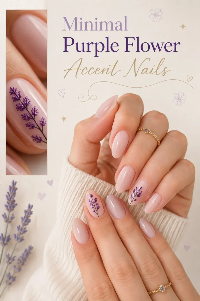 8 Stunning Purple Nail Flower Ideas for an Elegant Manicure 7 purple nail flower