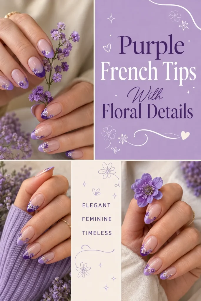 8 Stunning Purple Nail Flower Ideas for an Elegant Manicure 9 purple nail flower