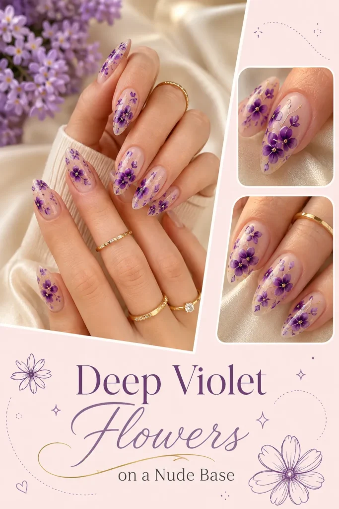 8 Stunning Purple Nail Flower Ideas for an Elegant Manicure 6 purple nail flower