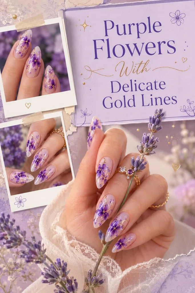 8 Stunning Purple Nail Flower Ideas for an Elegant Manicure 4 purple nail flower