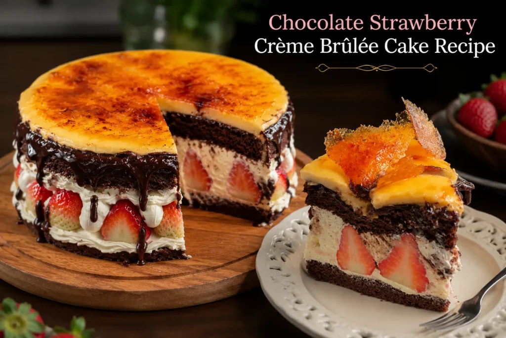Chocolate Strawberry Crème Brûlée Cake