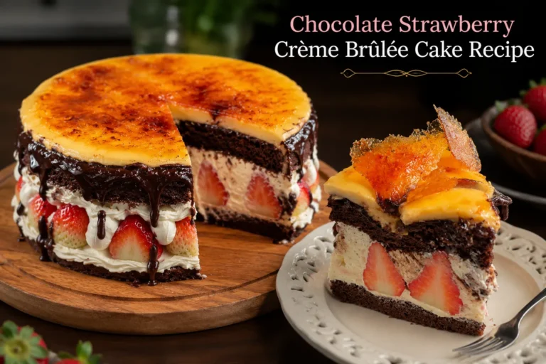 Irresistible Chocolate Strawberry Crème Brûlée Cake Recipe 3 Chocolate Strawberry Crème Brûlée Cake