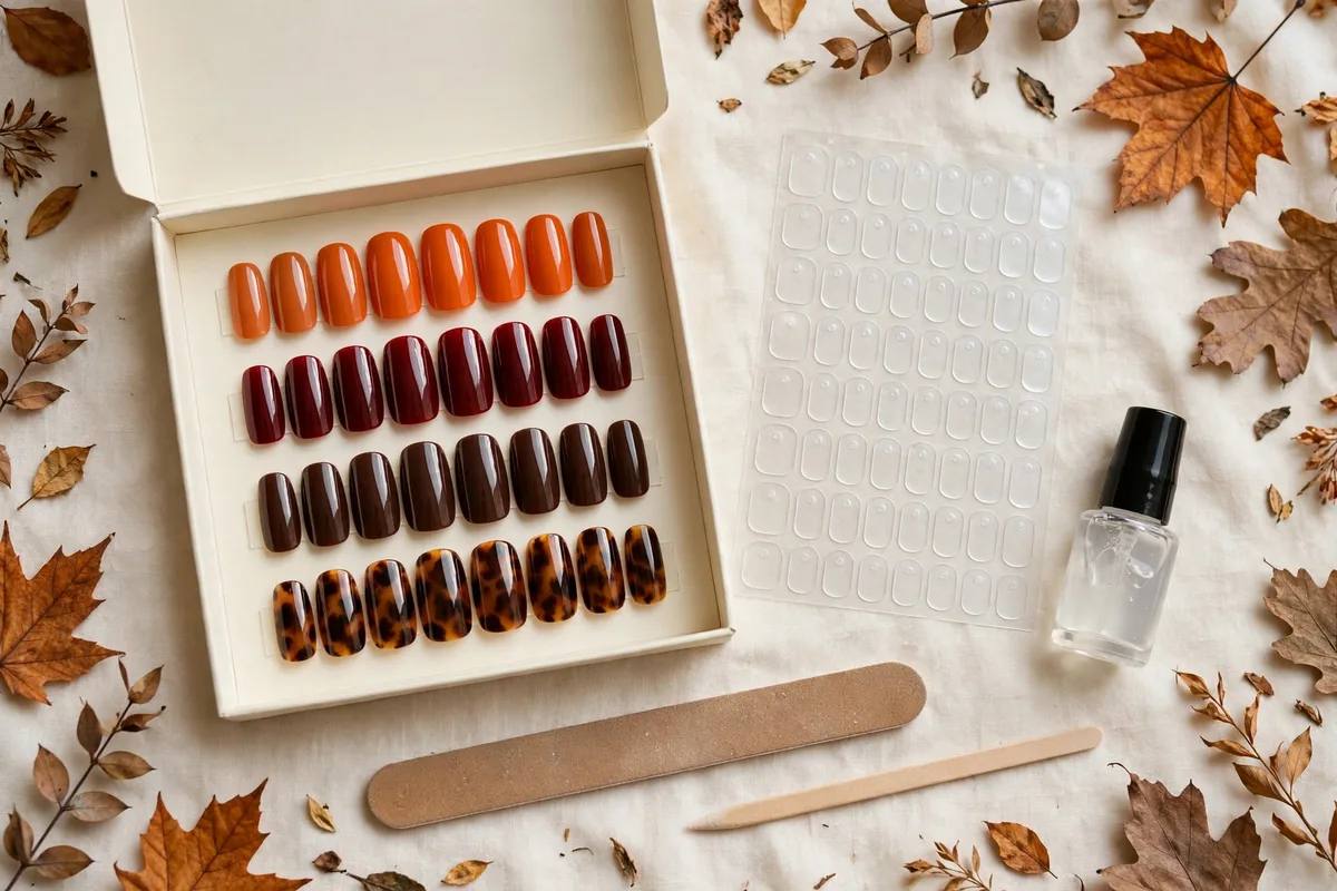Fall Press On Nails: 20 Autumn Ideas & Tips (2026) 2 Fall Press On Nails