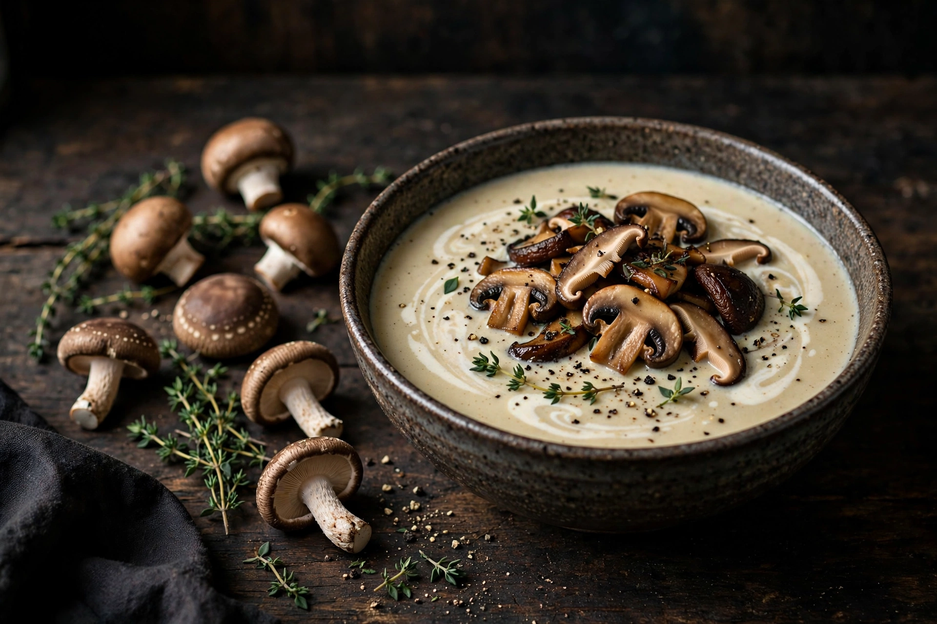 Fall Soup Recipes: 20+ Cozy Ideas for 2026 15 Homemade cream of mushroom soup with thyme and cracked pepper