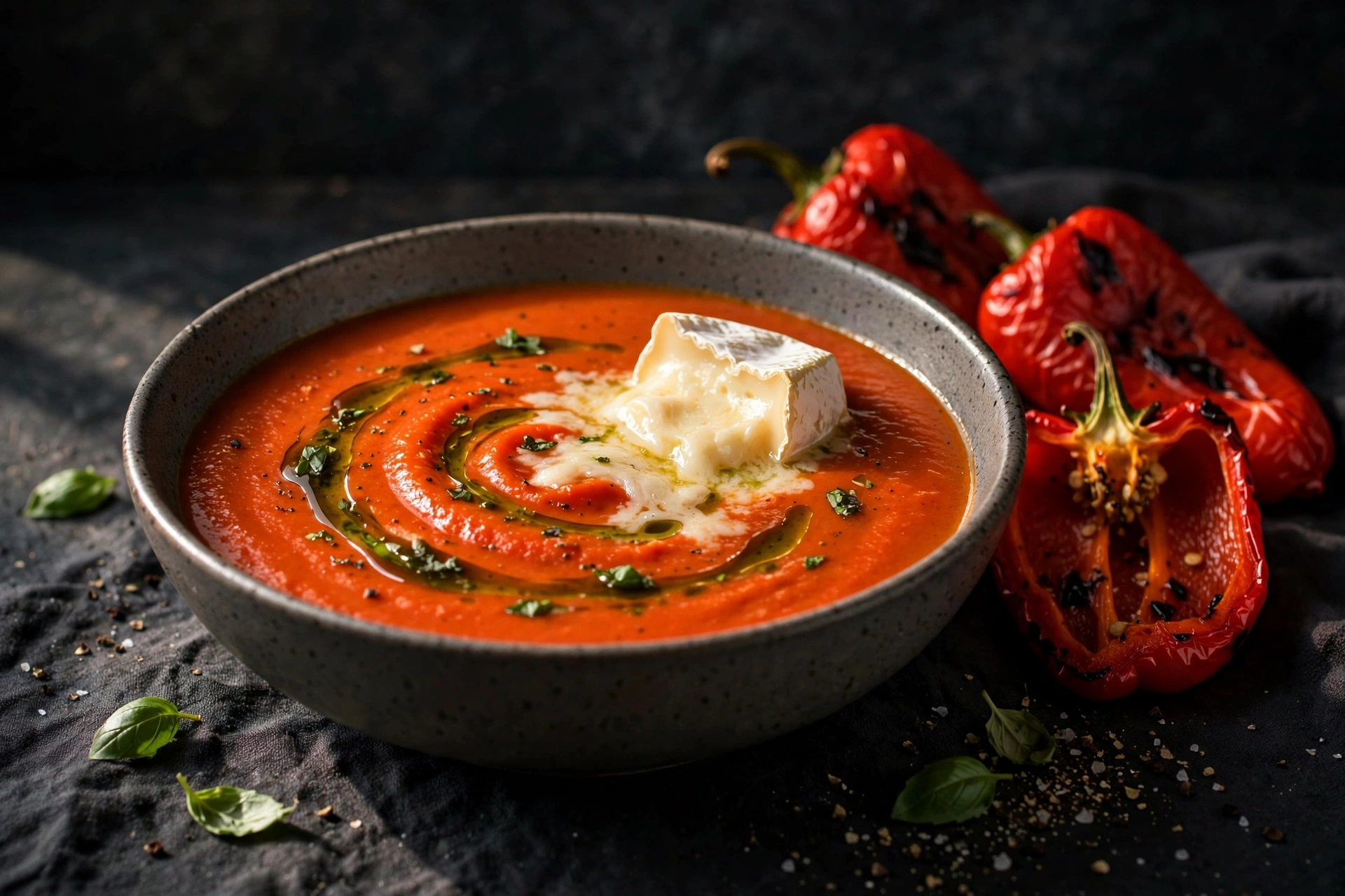 Fall Soup Recipes: 20+ Cozy Ideas for 2026 20 Roasted red pepper and brie soup with basil oil drizzle