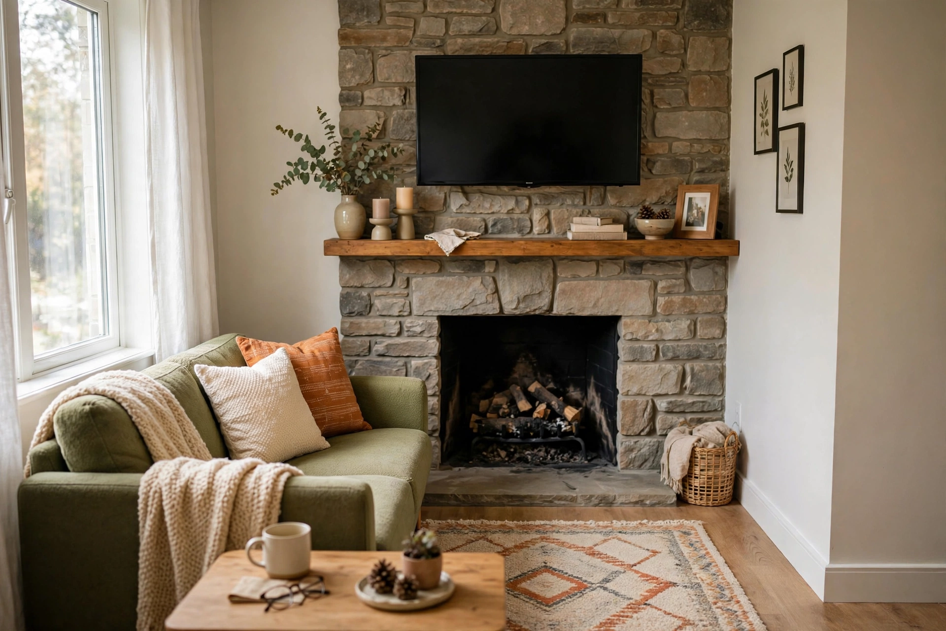 Small living room ideas with TV and fireplace