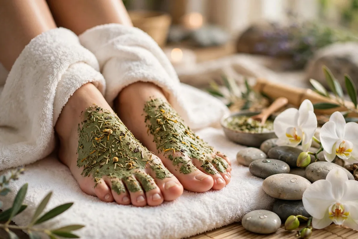 Spa pedicure — luxurious foot mask and extended massage treatment in a spa setting