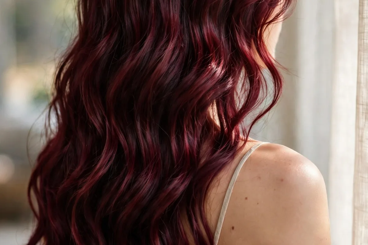 Winter Hair Color Ideas: 20+ Stunning Shades for 2026 12 Mulled wine red hair color — deep burgundy wine red with rich dimension