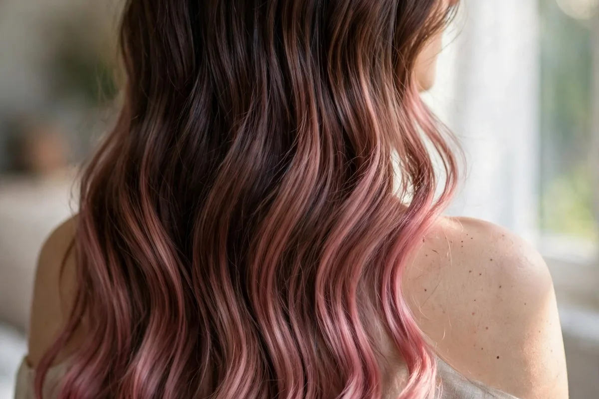 Winter Hair Color Ideas: 20+ Stunning Shades for 2026 17 Rosewood balayage — dark brunette melting into rose pink toned ends