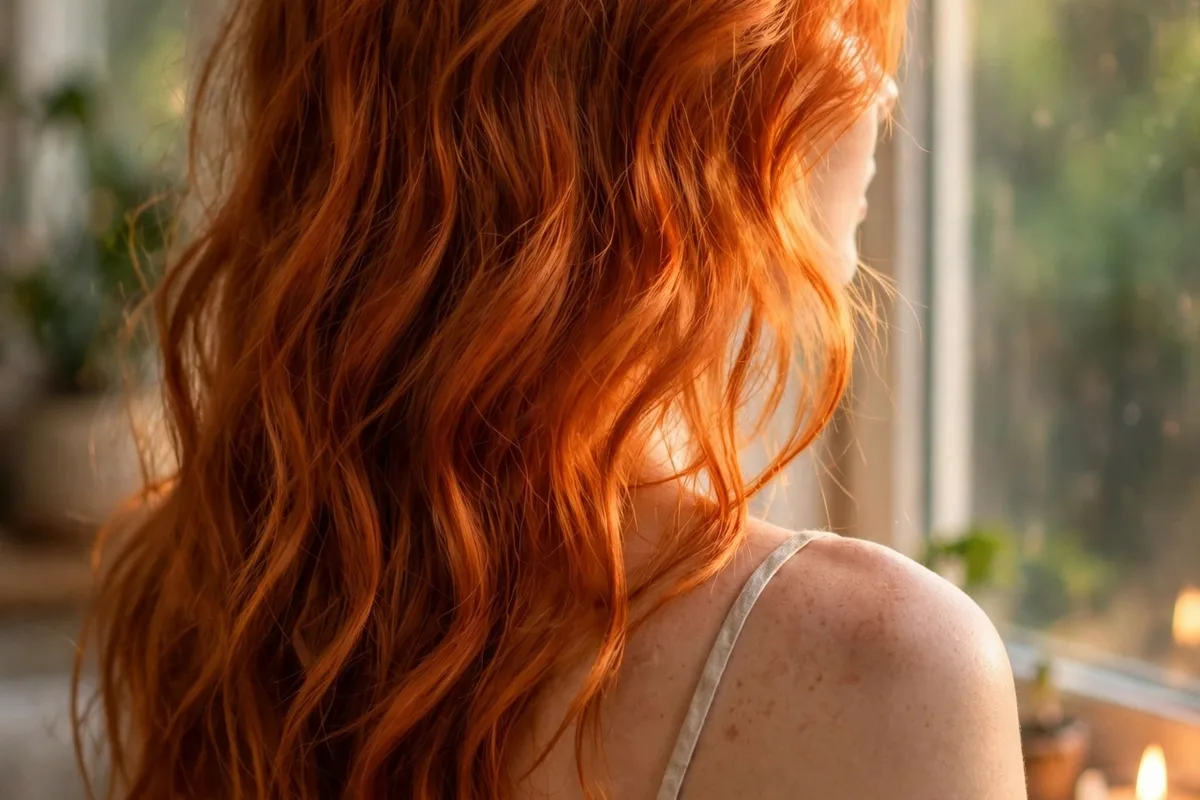 Winter Hair Color Ideas: 20+ Stunning Shades for 2026 19 Fiery ginger hair color — bold orange-ginger with warm candlelit glow